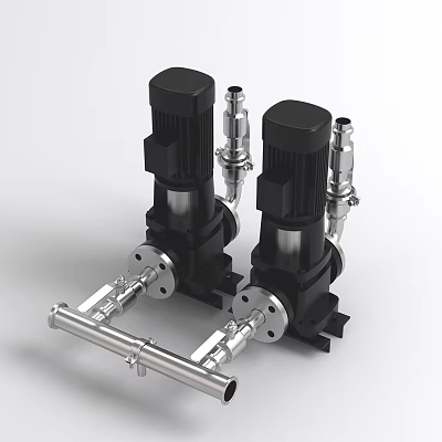 Black Electric Industrial Pumps With Stainless Steel Components And Metal Construction 3d model