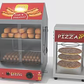 Heated Commercial Food Display Shelves With Hot Dogs Sausages And Pizza
