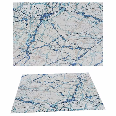 Square Carpet With Blue And White Abstract Marble Pattern For Modern Home Decor 3d model