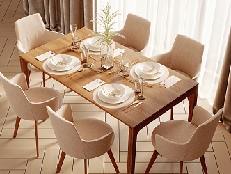 Modern Dining Table and Chair Combination 3d model