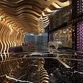 Light bar table chair sofa chandelier cash register hotel lobby modeling background wall 3d model