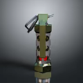 3D Rendered Hand Grenade With Metallic Structure Pull Pin And Red Base Design