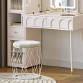 Modern White Dressing Table Interior Design With Mirror Drawers Stool And Window Decor 3d model