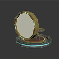 Modern Circular Furniture Stand With Golden Accents And Blue Glowing Edges