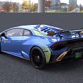 Blue Supercar With Rear Spoiler Yellow Headlights And Sporty Exterior Design