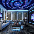 KTV Interior Design With Starry Ceiling Sofas TV Screens And Decorative Walls 3d model