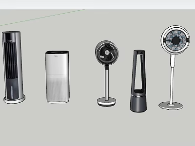 Different Types of Modern Household Electrical Appliances Including Tower Table and Bladeless Fans 3d model