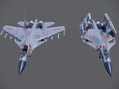 Two Military Fighter Jets With Twin Engines Weapon Systems And Detailed Design 3d model