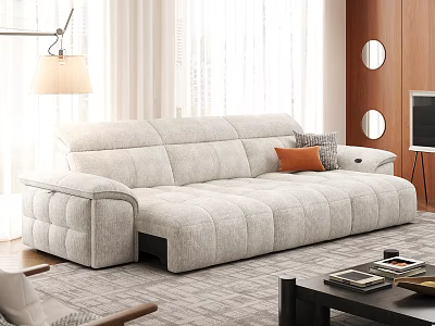Modern Light Gray Sofa And Black Coffee Table Set With Orange Throw Pillows And Books 3d model