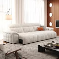 Modern Light Gray Sofa And Black Coffee Table Set With Orange Throw Pillows And Books