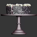 Delicious Layered Cake With Cream Topping Fresh Berries On Red Cake Stand