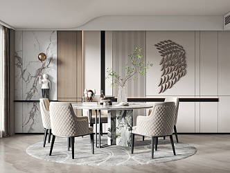 Modern dining room table and chair chandelier combination 3d model