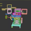 Medical Anesthesia Monitoring Equipment With Multiple Displays Control Panel Green Breathing Bag And Mobile Cart