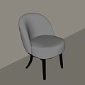 Gray Velvet Single Chair With Curved Back And Black Wooden Legs Modern Design