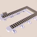 Industrial Roller Conveyor System With Metal Frame Rollers And Support Legs 3d model