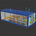 Industrial Machine Model With Blue Casing Transparent Panels Yellow Pipes And Internal Components