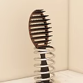 Stylish Wooden Hair Comb For Daily Use With Metal Spring Holder