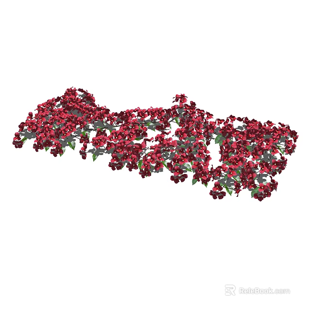 Vibrant Red Flower Cluster With Green Leaves Blooming In Garden 3d model 