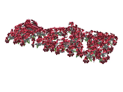Vibrant Red Flower Cluster With Green Leaves Blooming In Garden 3d model