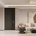 Modern Living and Dining Room Interior With TV Wall Sofa And Decorative Painting