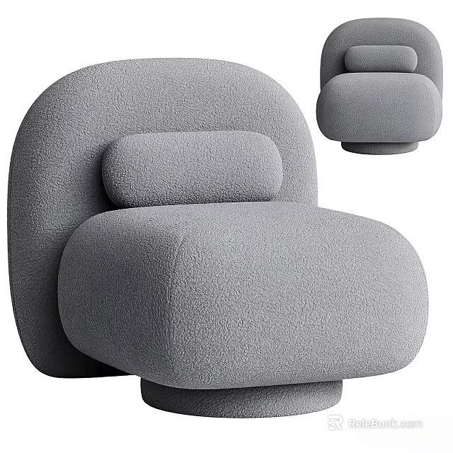 Elegant Modern Leisure Chair With Soft Gray Fabric Curved Shape And Cozy Backrest 3d model 
