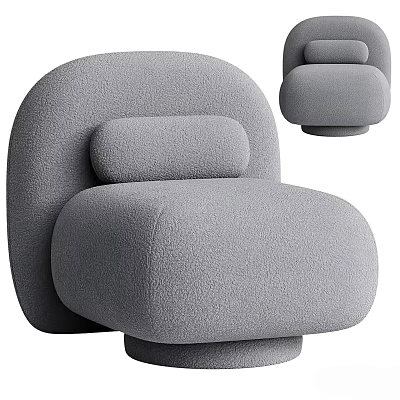Elegant Modern Leisure Chair With Soft Gray Fabric Curved Shape And Cozy Backrest 3d model