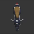 Stylish Classic Blue Scooter with Tan Leather Seat Chrome Rearview Mirrors and Silver Wheels