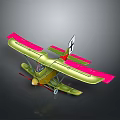 Green Fuselage Pink Wings Biplane Model Vintage Aviation Collectible for Space Lovers