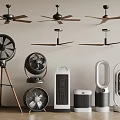Different Styles of Ceiling Standing Tower and Bladeless Fans in Indoor Setup