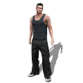 Man Wearing Black Tank Top And Black Pants Standing With Shadow