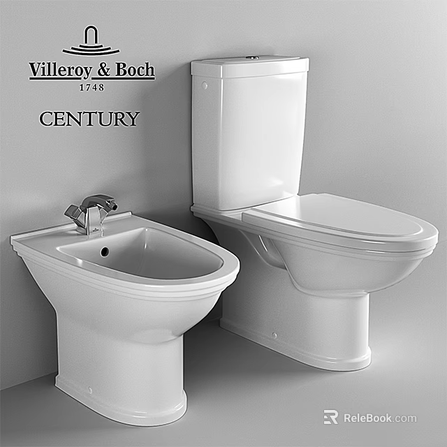 Villeroy Boch Century Modern White Toilet and Bidet in Contemporary Design 3d model 