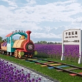 Modern Landscape Train Flower Sea Sightseeing Train Amusement Park Rail Car Tour Car Shopping Mall Pleasure Train Country Train 3d model