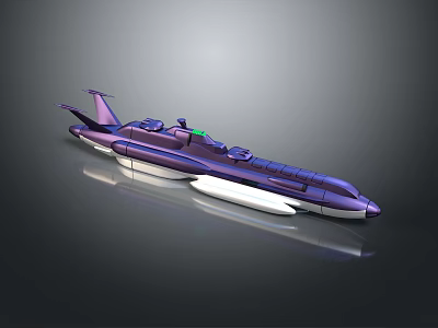 Futuristic Purple Spaceship With Sleek Aerodynamic Design And White Illuminated Base 3d model