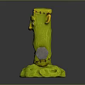 Game Movie Character Green Skinned With Yellow Head Red Eyes Stitches Holding Dumbbells On Base