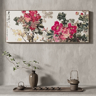 Modern Light Luxury Texture Decorative Painting with Silent Style Italian Style Minimalist New Chinese Landscape Painting 3d model