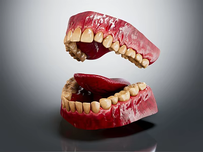 Red Upper and Lower Jaw Dental Model Medical Device for Teaching 3d model