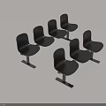 Six Black Public Chairs With Simple Design Metal Frame And Seat Backrest