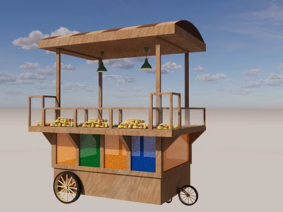 Food Fruit Stall Cart 3d model Food Fruit Stall Cart 3d model