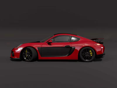 Red Two Door Sports Car With Black Side Panels And Yellow Rims 3d model