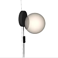 Modern Wall Sconce With Spherical White Glass Shade And Black Metal Base