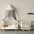 Stylish Children's Bed With White Wooden Frame Canopy Gray Curtains And Cloud Decor