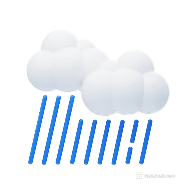 White Cloud Shaped And Blue Raindrop Shaped Decorative Ornament Set For Home Decoration 3d model 