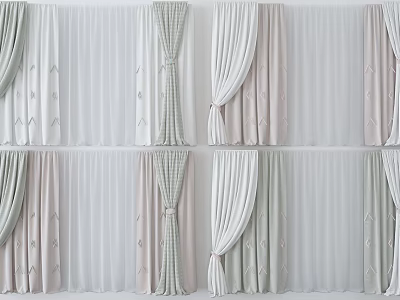 Elegant Curtains Featuring Various Styles Soft Fabrics And Neutral Colors For Interior Design 3d model