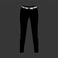 Black Slim Fit Pants Featuring White Belt For Casual Daily Outfit