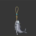 Decorative Fish Shaped Pendant With Yellow Rope Knot Blue Bead And White Body