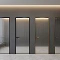Modern Ribbed Glass Swing Doors With Black Gold Frames And Minimalist Design