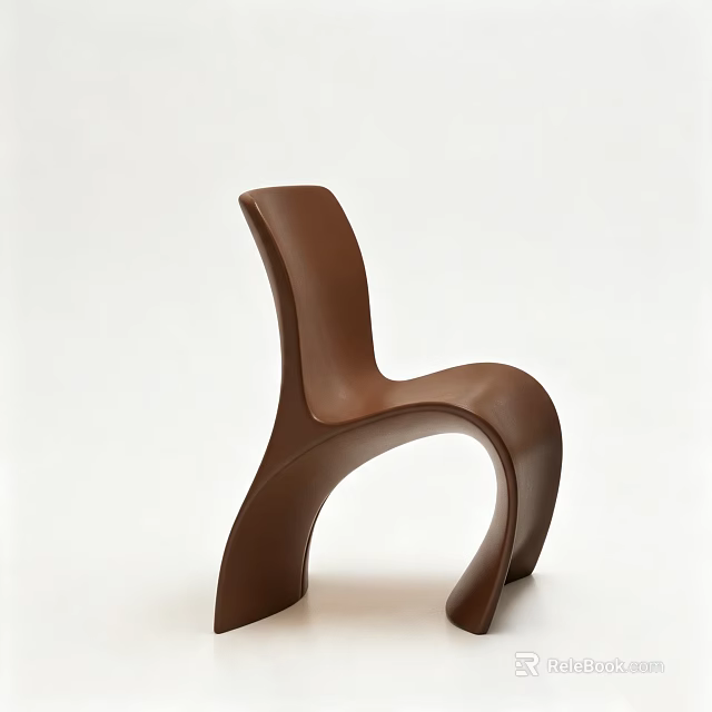 Modern Brown Dining Chair With Sleek Curved Design And Minimalist Style 3d model 