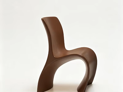 Modern Brown Dining Chair With Sleek Curved Design And Minimalist Style 3d model