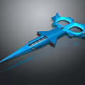 Futuristic Blue Metallic Device With Ring Shaped Structure And Pointed Design Elements