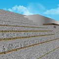 Outdoor Seaview Stairs With Stone Slabs Grass And Open Blue Sky Landscape